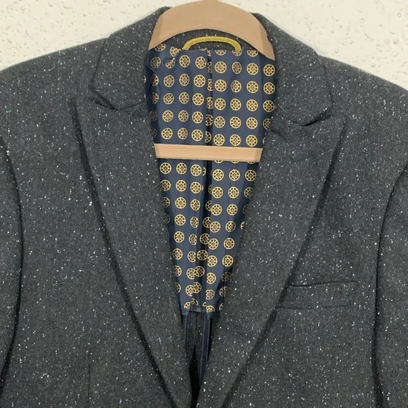 Scotch & Soda Black, Royal Blue, White Unlined Tweed 2 Button Sports Coat size M